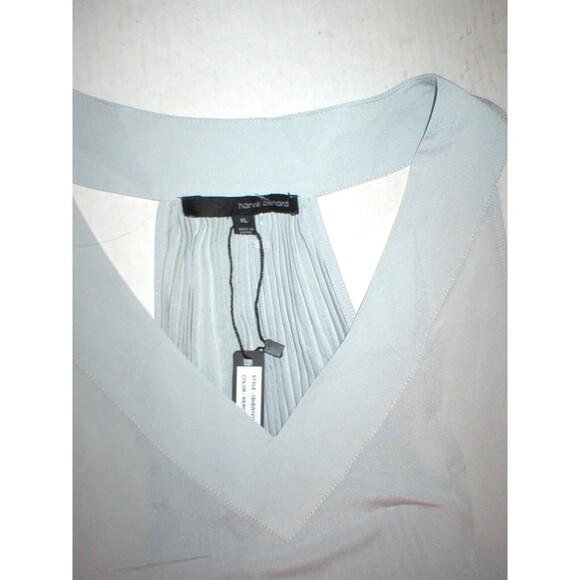 New Womens NWT $70 Harve Benard Accordion Pleated Blouse Light Gray Medium Work - Picture 9 of 10